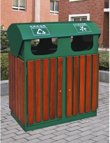 北京新型鋼木垃圾桶設計